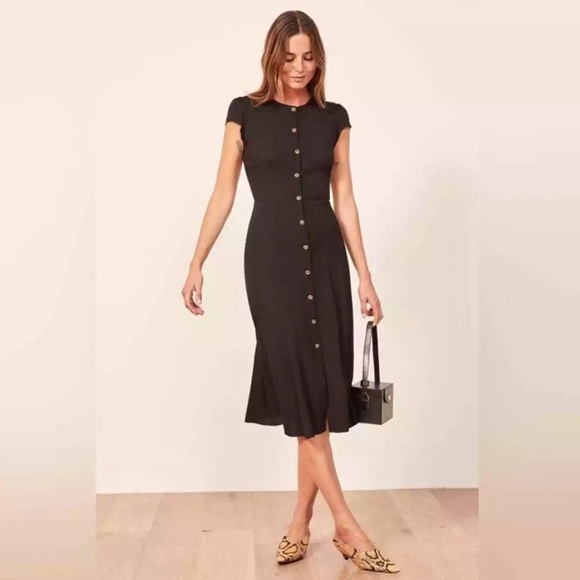 Reformation Dresses & Skirts - Reformation Fauna Dress Black - Size 8 Button Down